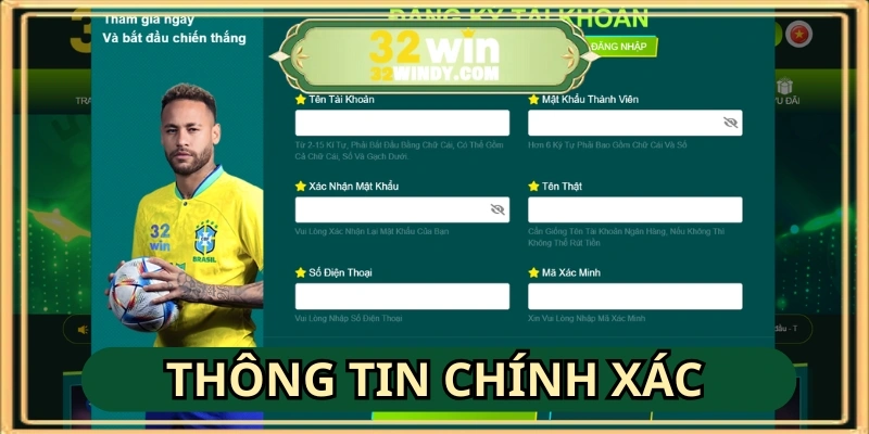 Hướng dẫn đăng ký 32WIN đơn giản, bảo mật cao với yêu cầu thông tin chính xác